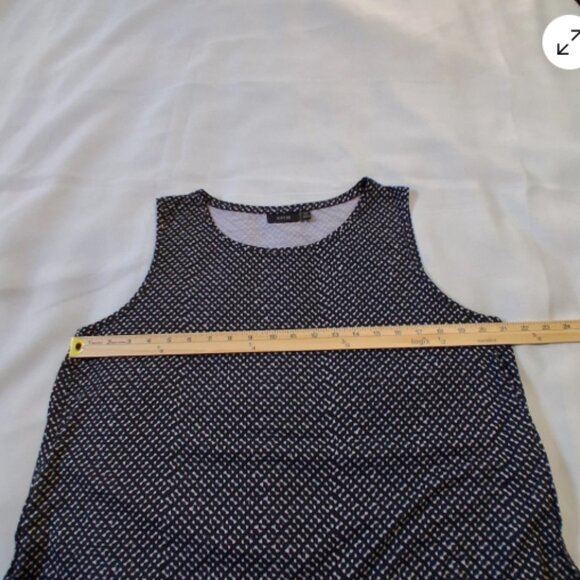 Apt. 9 Womens PXL‎ Sleeveless Tank Top Black White Print Stretchy Round Neck A29 - Picture 6 of 9